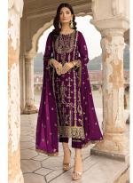 Georgette Purple Eid Wear Sequins Work Pakistani Suit